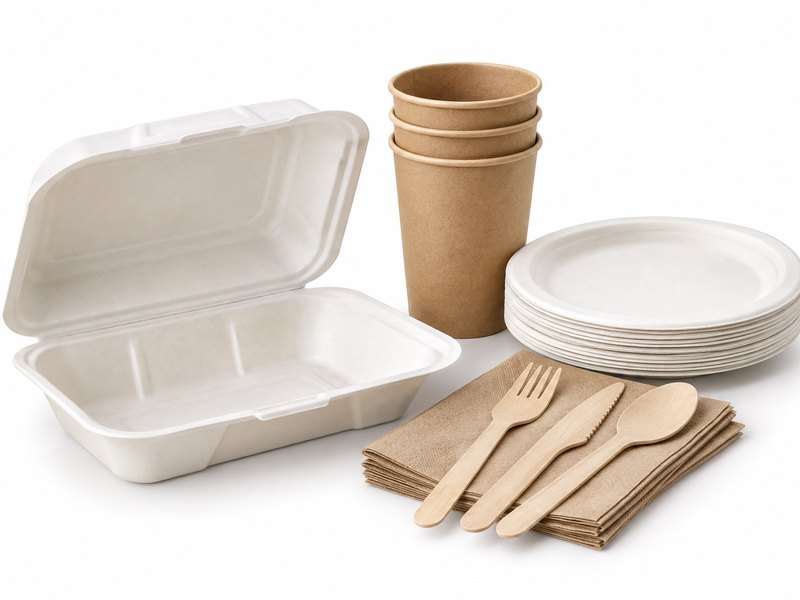 Contenedores, vasos, platos y cubiertos desechables