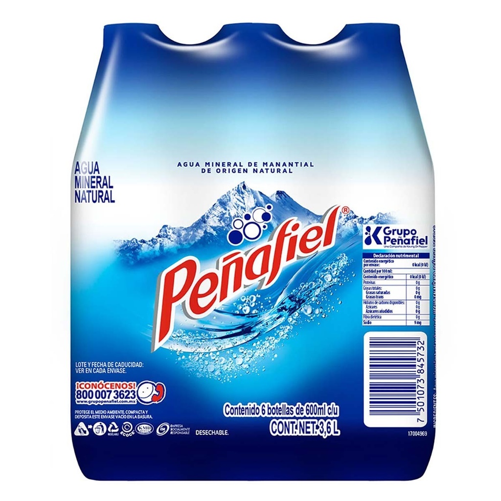 Peñafiel Mineral 600 Ml — Botella PET, 24 pack